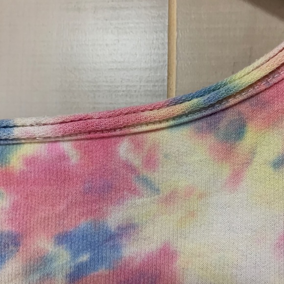 Tie Dye Crop Top Pastel Dolman Short Sleeve S/M - Picture 3 of 5